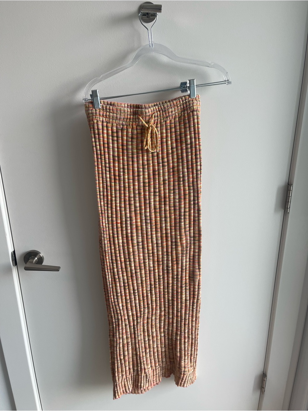 Free People Ribbed Knit Maxi Skirt in Multicolor Peach